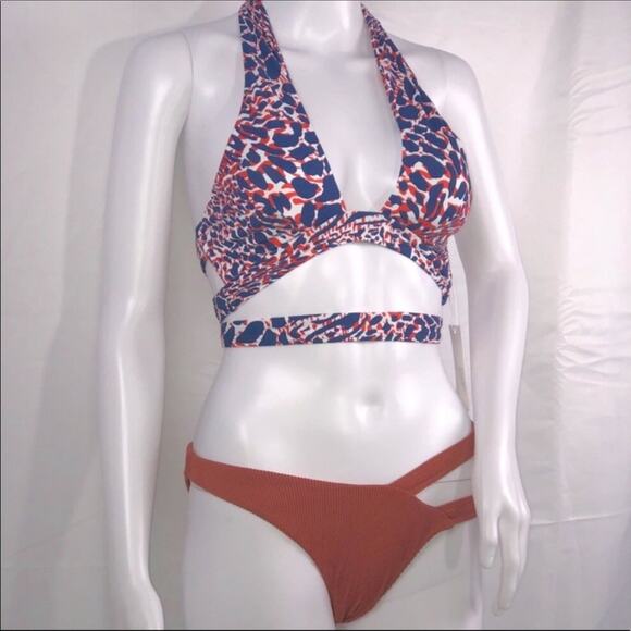 Kopper&Zink Wild Thing Strappy Halter Top & Rib Terracotta Side Strap Bottom SzM - Picture 5 of 16